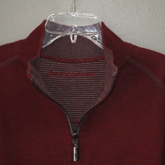 Mens Tommy Bahama Maroon Quarter Zip Pullover Sweater Size Medium - Picture 2 of 7